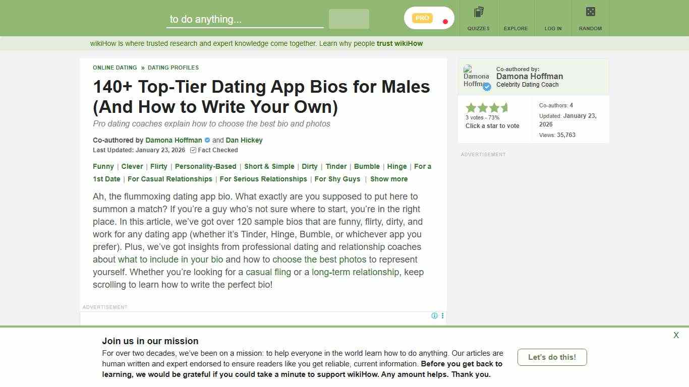 140+ Dating Profile Bio Examples for Men
