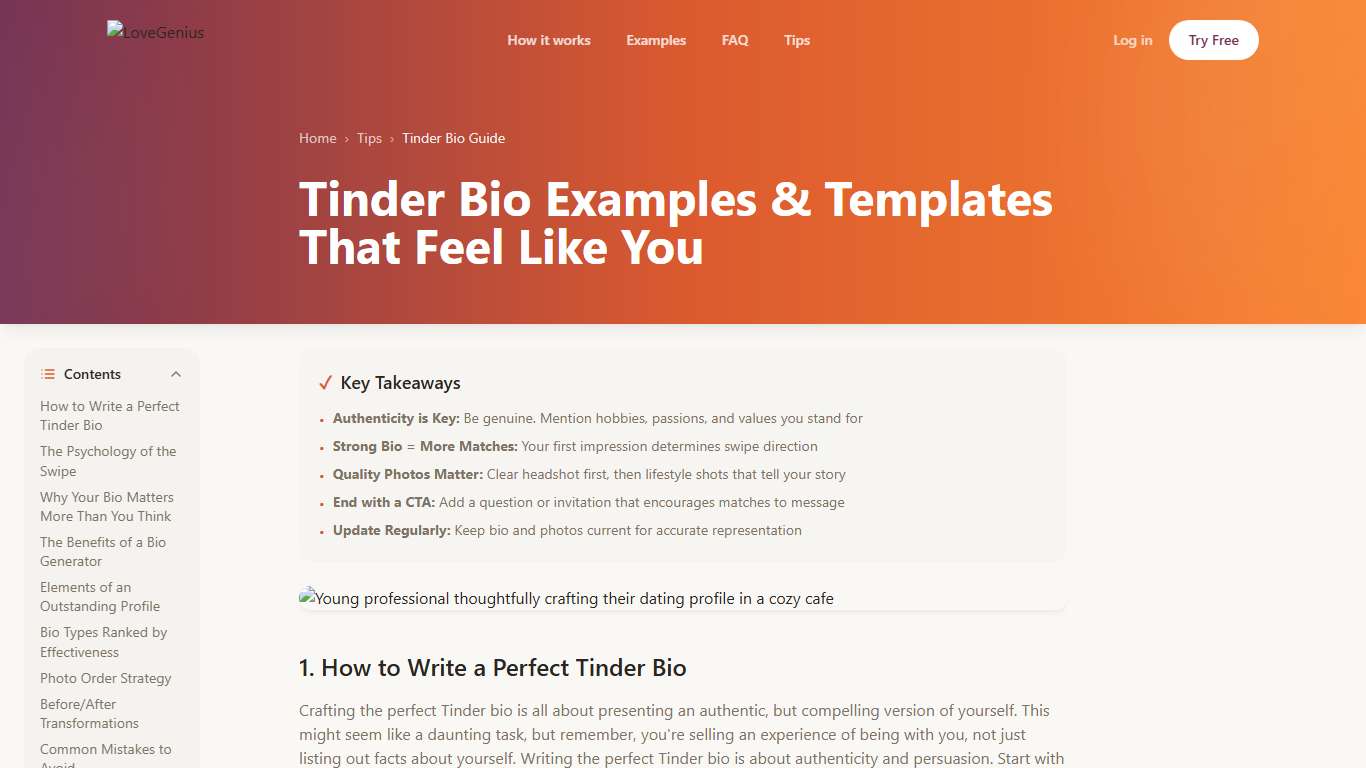 Tinder Bio Examples & Templates (2026) LoveGenius