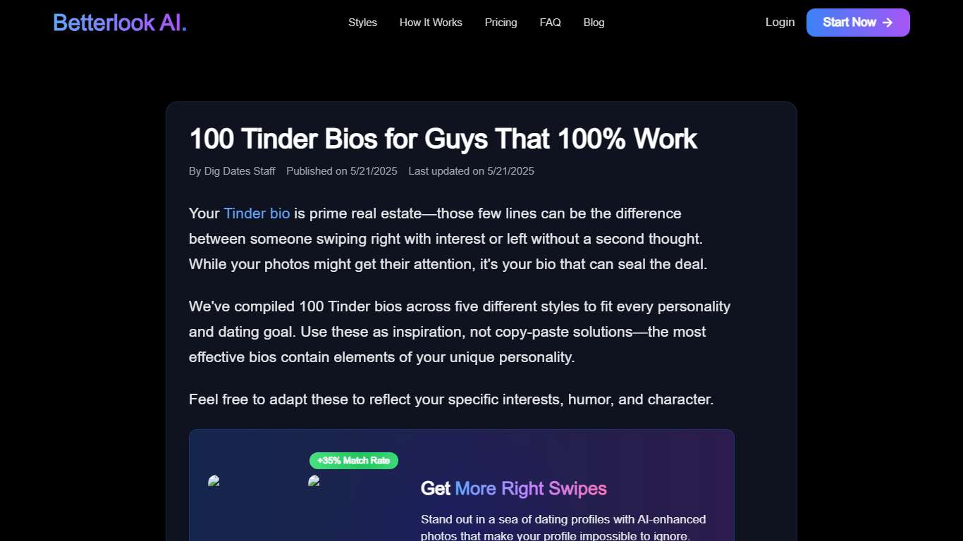 100 Tinder Bios for Guys That 100% Work Betterlook AI Blog